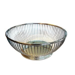 Vintage Gorham Silverplate Wire Fruit Basket YC741 Mid Century Modern 8” Bowl
